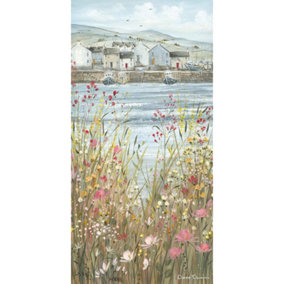 Diane Demirci Boats & Blooms II Canvas Print Sky Blue/Yellow (30cm x 60cm)