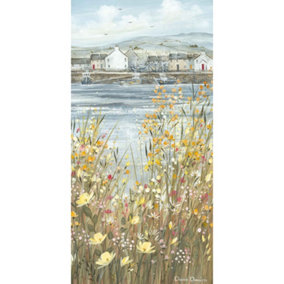 Diane Demirci Boats & Blooms III Canvas Print Multicoloured (30cm x 60cm)