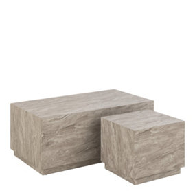 Dice Coffee Table Set with Grey Marble Effect