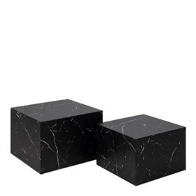 Dice Square Coffee Table Set in Black Marble Effect