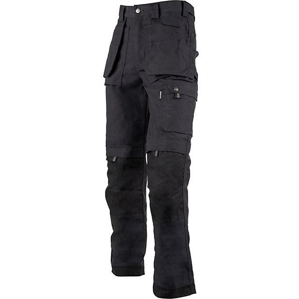 Dickies Eisenhower Premium Reinforced Multi-Pocket Work Trousers Black -  36R | DIY at B&Q