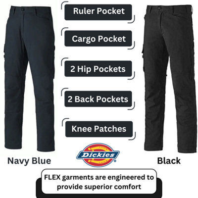 Dickies Flex Work Trousers Multi Pocket with Knee Patches - 30" Waist Black