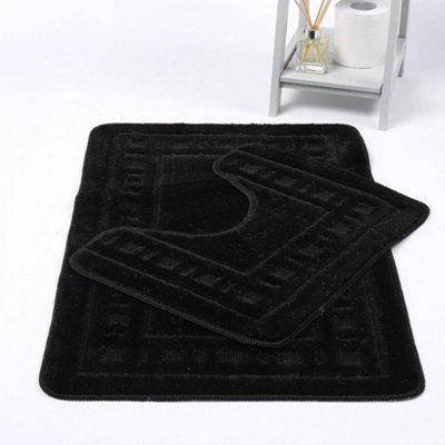Diem Bath Mat 2 Piece Set Non-Slip Pedestal and Bath Mat Toilet ...