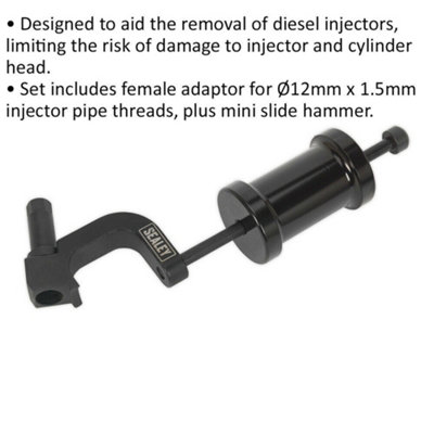 Diesel Injector Lifter - 12mm x 1.5mm Female Adaptor - 0.8kg Mini Slide ...