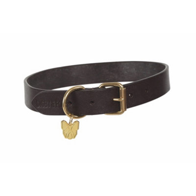 Digby & Fox Flat Leather Dog Collar Brown (L - Neckline: 17.5in-20.5in)