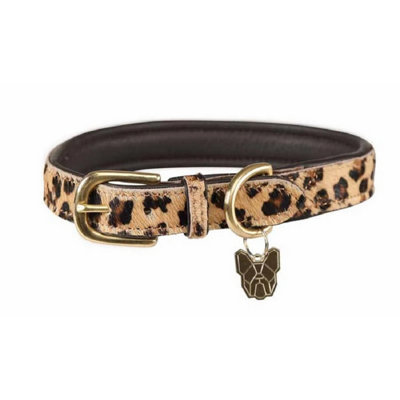 Digby & Fox Leopard Print Cow Hair Leather Dog Collar Brown/Black (XXXS - Neckline: 14cm-22cm) Price Comparisons | Compare The Build