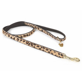 Digby & Fox Leopard Print Cow Hair Leather Dog Lead Brown/Black (One Size-110cm)