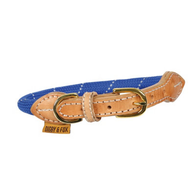 Digby & Fox Reflective Leather Dog Collar Navy (L - Neckline: 49cm-56cm) Price Comparisons | Compare The Build