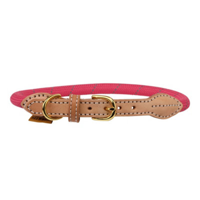 Digby & Fox Reflective Leather Dog Collar Pink (XL - Neckline: 56cm-63cm) Price Comparisons | Compare The Build
