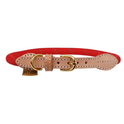 Digby & Fox Reflective Leather Dog Collar Scarlet (XS - Neckline: 28cm-35cm) Price Comparisons | Compare The Build