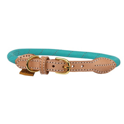 Digby & Fox Reflective Leather Dog Collar Teal (L - Neckline: 49cm-56cm) Price Comparisons | Compare The Build