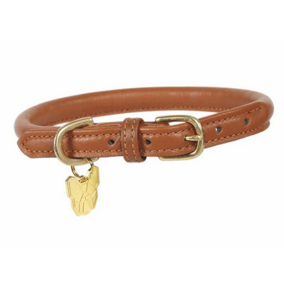 Digby & Fox Rolled Leather Buckle Dog Collar Tan (M - Neckline: 41cm-46cm) Price Comparisons | Compare The Build
