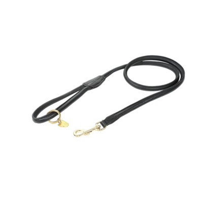 Digby & Fox Rolled Leather Dog Lead Black (One Size)