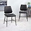 Digby Quilted Faux Leather Dining Chair - Grey (Set of 2) Industrial Diamond Back Detail