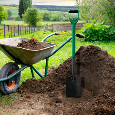 Digging Shovel Steel Border Spade Gardening Soil Pvc Solid Grip Handle Multi Purpose Hand Tool Ideal