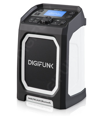 DigiFunk Work Site Radio, USB Rechargeable, DAB+, DAB, FM, Bluetooth, AUX Input, IP65 Waterproof