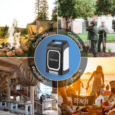 DigiFunk Work Site Radio, USB Rechargeable, DAB+, DAB, FM, Bluetooth, AUX Input, IP65 Waterproof