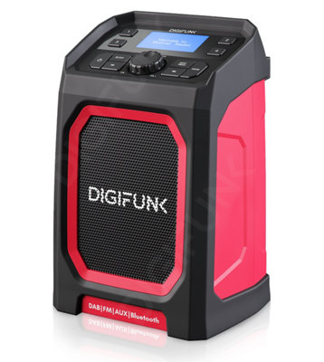 DigiFunk Work Site Radio, USB Rechargeable, DAB+, DAB, FM, Bluetooth, AUX Input, IP65 Waterproof