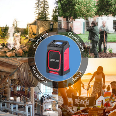 DigiFunk Work Site Radio, USB Rechargeable, DAB+, DAB, FM, Bluetooth, AUX Input, IP65 Waterproof