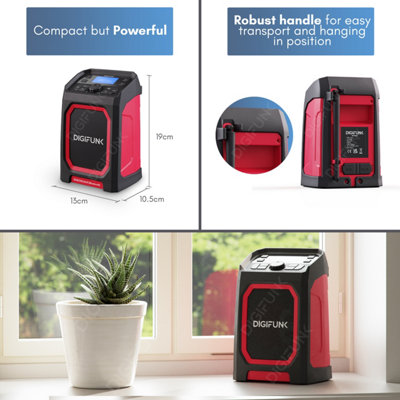 DigiFunk Work Site Radio, USB Rechargeable, DAB+, DAB, FM, Bluetooth, AUX Input, IP65 Waterproof