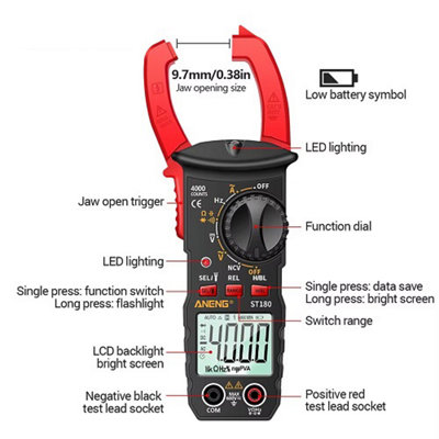 Digital AC Current Clamp Multimeter Tester