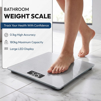 Digital Bathroom Scale Smart Scale with LED Display Tempered Glass ...