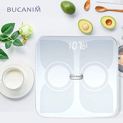 Digital Bathroom Weighing Scales Body Fat Analyzer Smart BMI Weight Scale White