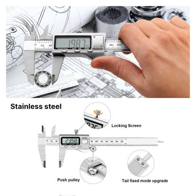 Digital Caliper, 150mm Vernier Calipers with Large LCD Screen Inch ...