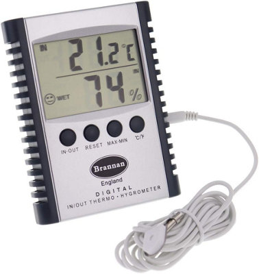 Digital Indoor Outdoor Max Min Thermometer and Indoor Hygrometer - Monitor Maximum and Minimum Temperatures and Humidity Levels