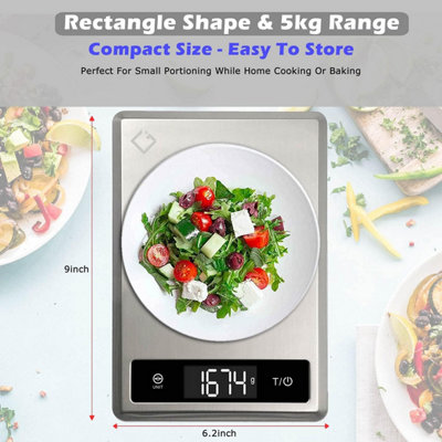 Digital Kitchen Scale 5kg/11lb Food Weighing Scale with Tare Function ...