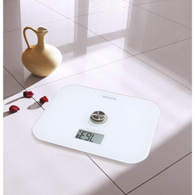 Digital LCD Bathroom Weighing Scales - Battery Free Kinetic Tempered Glass High Precision Scale - Displays Weight in Stone or KG