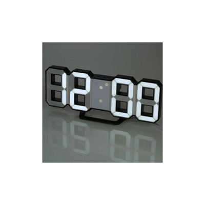 Digital LED wall clock adjustable luminance white light black shell ...