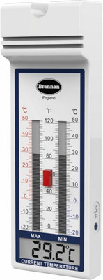 Digital Max Min Greenhouse Thermometer With Quick Set Design White