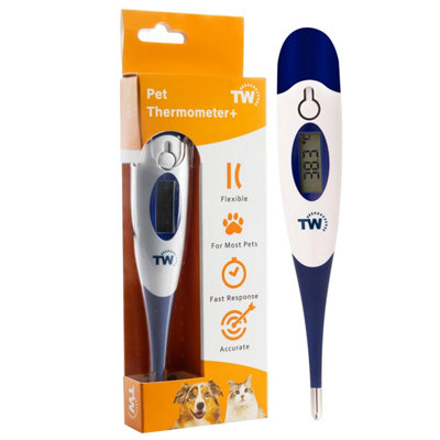 Digital Pet Thermometer For Animal Owners of Dogs Cats Horses Flexible Probe with Veterinary Hobdays Chart