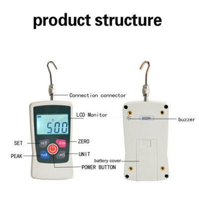 Digital Portable Push-Pull Gauge 500N with Automatic Shutdown and Backlit Screen