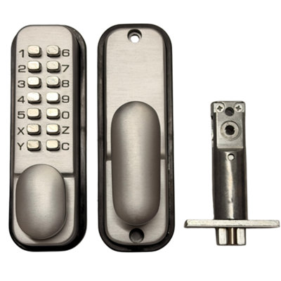 Digital Push Button Lock Satin Chrome Mechanical Combination Door Lock