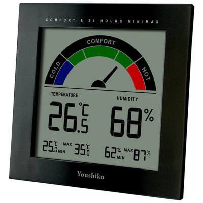 Youshiko Digital Thermometer Hygrometer With Comfort Level Display Maximum~5060660020911 01c Mp