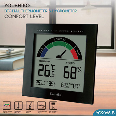 Digital Thermometer Hygrometer with Comfort Level Display