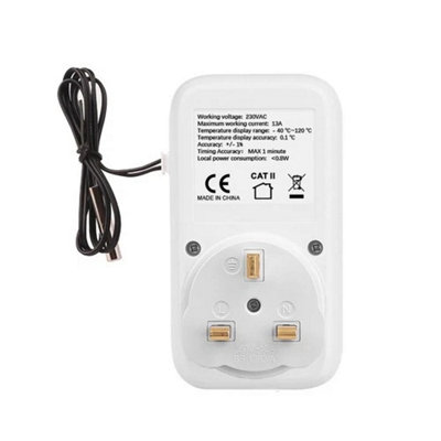 Digital UK Plug in Thermostat Temperature Controller Sensor Socket ...