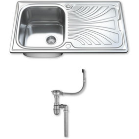 Dihl 1001 Single Bowl Stainless Steel Kitchen Sink, Drainer & Waste