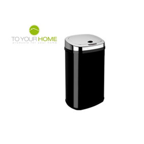 Dihl 30L Black with Chrome Lid Stainless Steel Touchless Hands-free Sensor Kitchen Waste Dust Bin Automatic