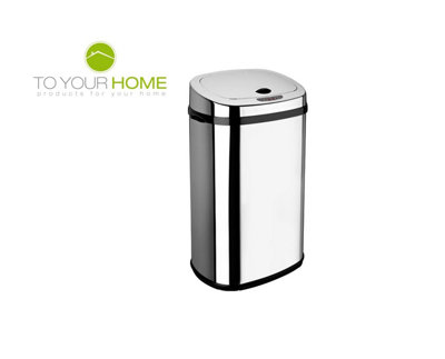 Dihl 30L Chrome with Chrome Lid Stainless Steel Touchless Hands-free Sensor Kitchen Waste Dust Bin Automatic