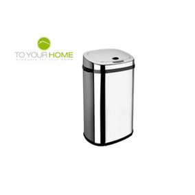 Dihl 30L Chrome with Chrome Lid Stainless Steel Touchless Hands-free Sensor Kitchen Waste Dust Bin Automatic