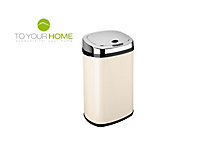 Dihl 30L Cream with Chrome Lid Stainless Steel Touchless Hands-free Sensor Kitchen Waste Dust Bin Automatic