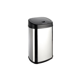 Dihl 30L Onyx Chrome with Black Lid Stainless Steel Auto Touchless Hands-free Sensor Kitchen Waste Dust Bin Automatic
