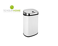 Dihl 30L White with Chrome Lid Stainless Steel Touchless Hands-free Sensor Kitchen Waste Dust Bin Automatic