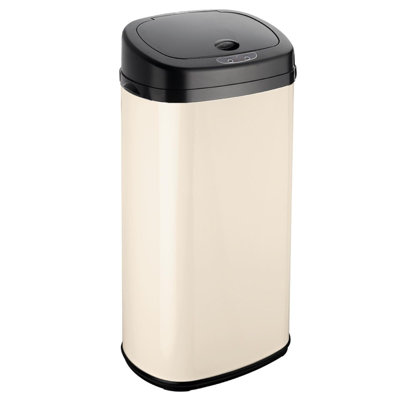 Dihl 42 Litre Cream Motion Sensor Bin with Stylish Black Lid Auto Touchless Hands-free