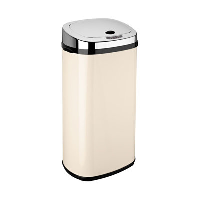 Dihl 42L Cream with Chrome Lid Stainless Steel Touchless Hands-free Sensor Kitchen Waste Dust Bin Automatic