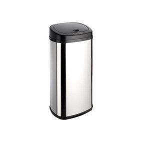 Dihl 42L Onyx Chrome with Black Lid Stainless Steel Auto Touchless Hands-free Sensor Bin
