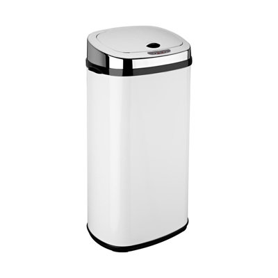 Dihl 42L White with Chrome Lid Stainless Steel Touchless Hands-free Sensor Kitchen Waste Dust Bin Automatic